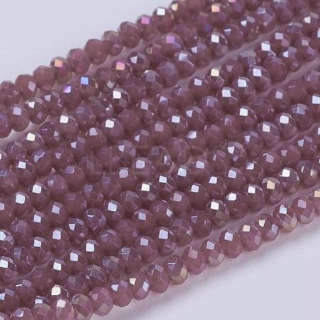 Electroplate Glass Beads Strands X-GLAA-F076-FR12-1