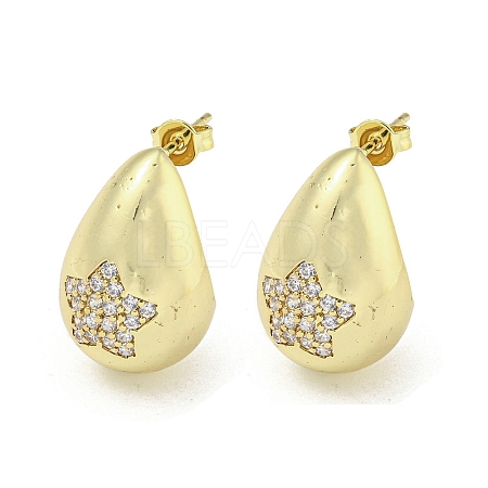 Brass with Cubic Zirconia Stud Earrings EJEW-Q799-02C-G-1
