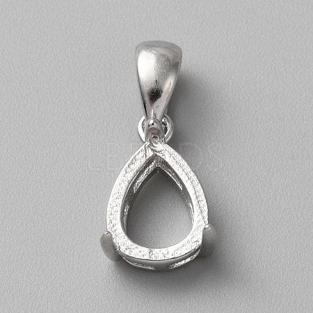 Rhodium Plated Sterling Silver Pendant Cabochon Settings LS-STER-WH0016-07P-1