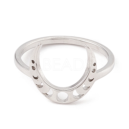 304 Stainless Steel Moon Phase Finger Ring for Women RJEW-A006-07P-1