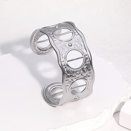 Hammered 304 Stainless Steel Cuff Bangles FS-WG77AA0-02-1