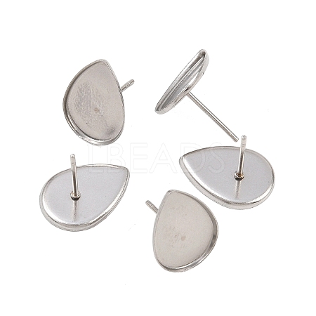 Tarnish Resistant Earring Cabochon Settings 304 Stainless Steel Ear Studs Blank Settings STAS-Q170-13-1