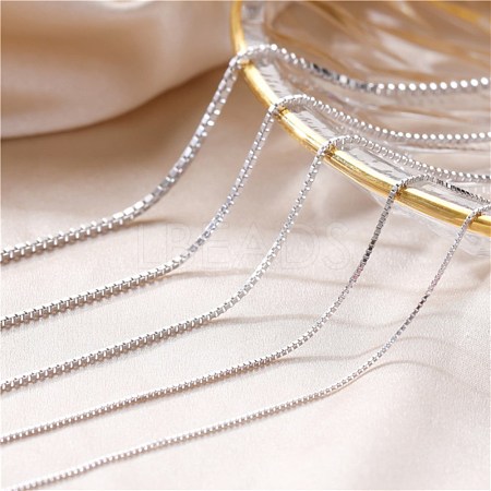 925 Sterling Silver Box Chain Necklaces with Spring Ring Clasp STER-BB71251-D-1