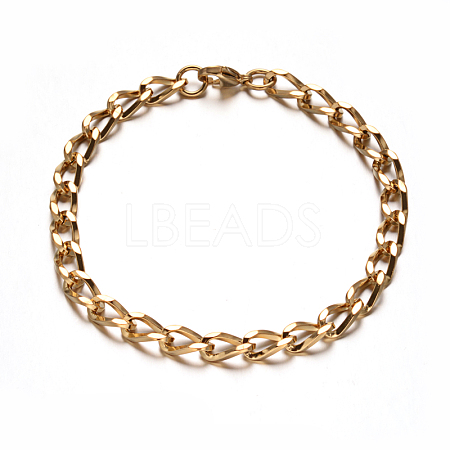 304 Stainless Steel Twisted Chain Bracelets BJEW-M165-03G-1