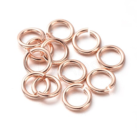 Eco-Friendly PVD Vacuum Plating & Long-Lasting Plated Brass Open Jump Rings KK-E663-10mm-RG-1