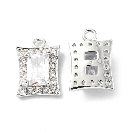 Brass Micro Pave Clear Cubic Zirconia Charms KK-E068-VF223-1