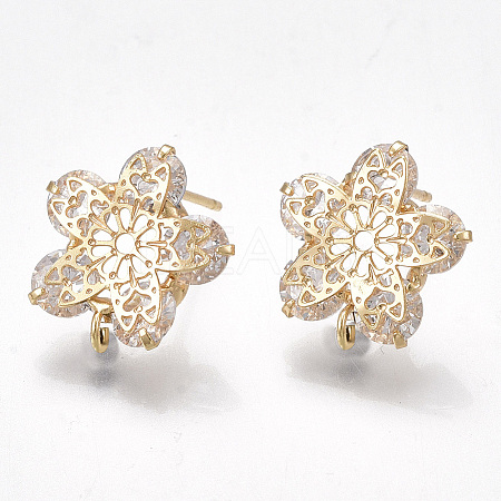 Brass Stud Earring Findings KK-T038-490G-1