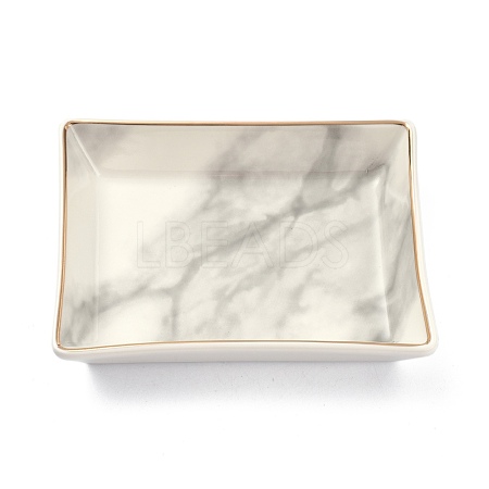 Rectangle with Marble Pattern Porcelain Jewelry Display Plate AJEW-C007-01A-1