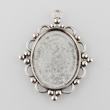 Tibetan Style Pendant Cabochon Settings TIBEP-K020-28AS-1