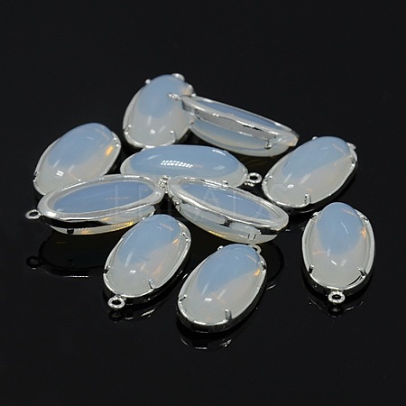 Silver Color Plated Brass Glass Pendants GLAA-J047-07S-1