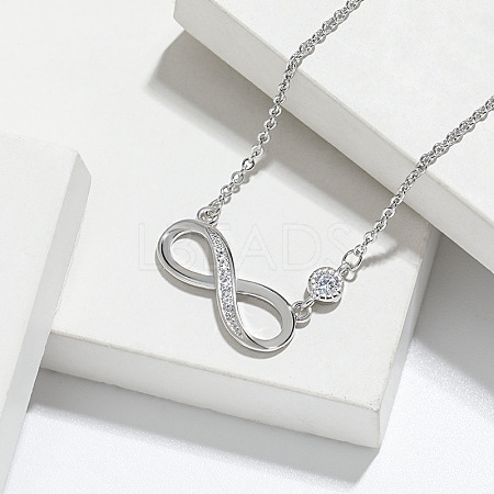 Infinity Brass Micro Pave Clear Cubic Zirconia Pendant Necklaces for Women FS-WGC2BAC-01-1
