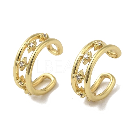 Rack Plating Brass Micro Pave Cubic Zirconia Clip-on Earrings EJEW-R162-48G-1