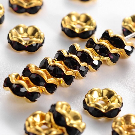 Brass Rhinestone Spacer Beads RSB028NF-17G-1
