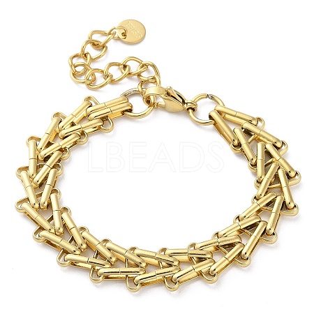 304 Stainless Steel Triangle Link Chain Bracelets for Women BJEW-G712-10G-1