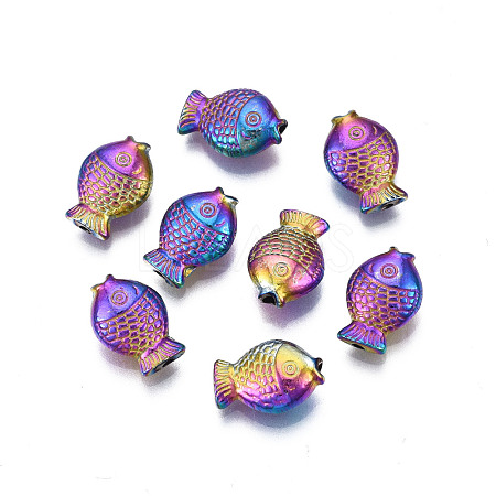 Rack Plating Rainbow Color Alloy Beads PALLOY-S180-331-1