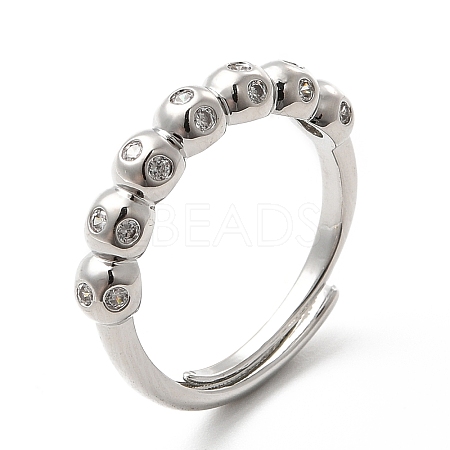 Rack Plating Brass Micro Pave Clear Cubic Zirconia Rings RJEW-E064-13P-1
