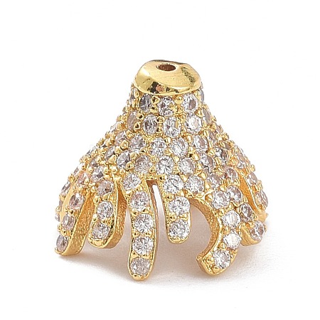 Brass Micro Pave Clear Cubic Zirconia Bead Caps ZIRC-P085-11G-1