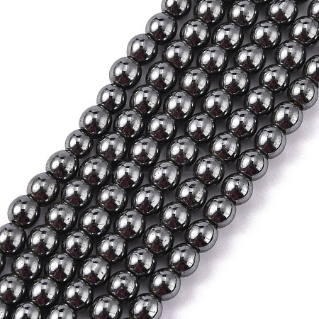 Non-Magnetic Synthetic Hematite Beads Strands G-H1624-4mm-1-1