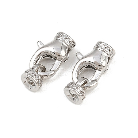 Brass Micro Pave Clear Cubic Zirconia Cord Ends KK-C136-01P-1