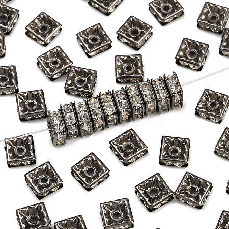 Brass Rhinestone Spacer Beads RB-A013-7x7-01B-1