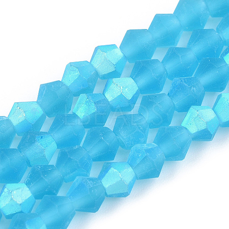 Imitate Austrian Crystal Bicone Frosted Glass Beads Strands EGLA-A039-T4mm-MB19-1