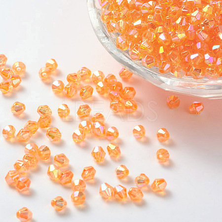 Bicone AB Color Plated Eco-Friendly Transparent Acrylic Beads TACR-A003-4mm-15-1