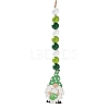 Saint Patrick's Day Wood Gnome Pendant Decoration HJEW-G023-01C-1