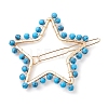 2Pcs Moon & Star Alloy with Synthetic Turquoise Hollow Hair Barrettes PHAR-JH00105-01-4