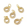 Real 18K Gold Plated Brass Micro Pave Clear Cubic Zirconia Charms KK-E068-VB452-O-4