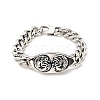 Tarnish Resistant 304 Stainless Steel Rhombus Link Bracelet with Curb Chains for Men Women BJEW-E009-22P-1