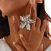 Flower Alloy Adjustable Rings for Women RJEW-B108-01P-1