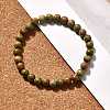 Natural Unakite Bead Stretch Bracelets BJEW-K212-A-006-1