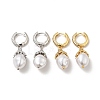 ABS Imitation Pearls Drop Dangle Hoop Earrings with Clear Cubic Zirconia EJEW-F288-02-1
