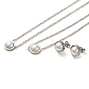 Flat Round Plastic Imitation Pearl Pendant Necklaces & Bracelets & Stud Earrings Sets SJEW-C004-02P-2