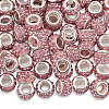 80Pcs Polymer Clay Rhinestone European Large Hole Beads with Silver Color Plated Brass Cores FPDL-LT0001-02C-7