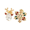Christmas Alloy Colorful Rhinestone & Plastic Asymmetrical Stud Earrings for Women LS-EJEW-M256-02B-G-1