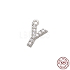 Real Platinum Plated Rhodium Plated 925 Sterling Silver Micro Pave Clear Cubic Zirconia Charms STER-P054-10P-Y-1