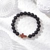 Natural Lava Rock & Synthetic Turquoise Beads Stretch Bracelets for Men Women BJEW-JB12226-01-1