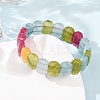 Dyed Natural White Jade Beaded Stretch Bracelets for Unisex G-K303-01K-04-3