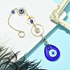 Blue Teardrop with Evil Eye Lampwork Pendant Decorations HJEW-JM01564-3