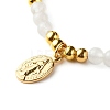 Round Natural White Jade Braided Bead Bracelet for Girl Women BJEW-JB06864-03-4