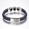 Men's Braided Leather Cord Bracelets BJEW-H559-18-4