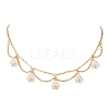 Shell Pearl & Acrylic Flower Bib Pendant Necklaces NJEW-TA00169-1