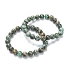 Natural African Turquoise(Jasper) Stretch Beaded Bracelets G-A185-01M-2