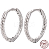 Unisex Rhodium Plated 925 Sterling Silver Hoop Earrings EJEW-AA00271-06P-1