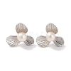 Sterling Silver Stud Earrings EJEW-C087-08B-P-1