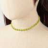 Glass Seed Beaded Flower Necklace with Alloy Enamel Bee Charm NJEW-JN03817-02-3