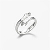 SHEGRACE Adjustable Rhodium Plated 925 Sterling Silver Couple Rings for Woman JR828A-01-1