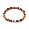 4Pcs 4 Style Dyed Natural & Synthetic Mixed Gemstone Skull Beaded Stretch Bracelets Set BJEW-JB09324-2