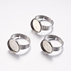 Non-Tarnish Adjustable 304 Stainless Steel Finger Rings Components X-STAS-F149-18P-B-1